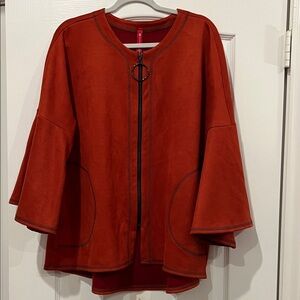 IC by Connie K Burnt Orange Jacket with Zip Front Size XL